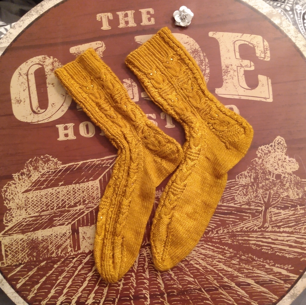 Burnt Orange Knit Beaded Crew Socks NWOT